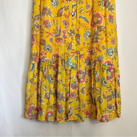 NWT Nanette Lepore Women's Sleeveless Yellow Floral Tiered Midi SunDress sz 14 - Picture 9 of 15